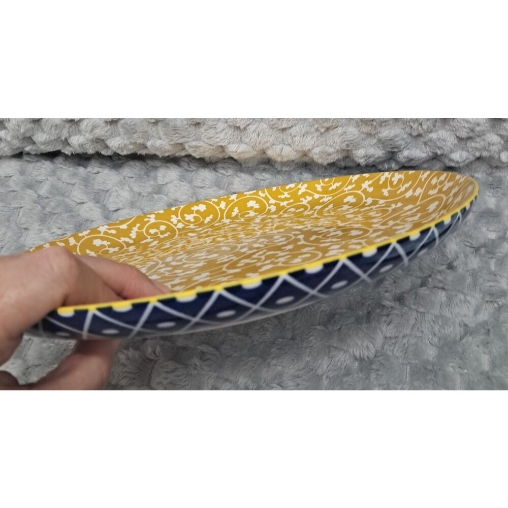 Set 4 Selamica Porcelain Dinner Plates Large 10.5" Dinnerware Ceramic Geometric - Picture 6 of 16
